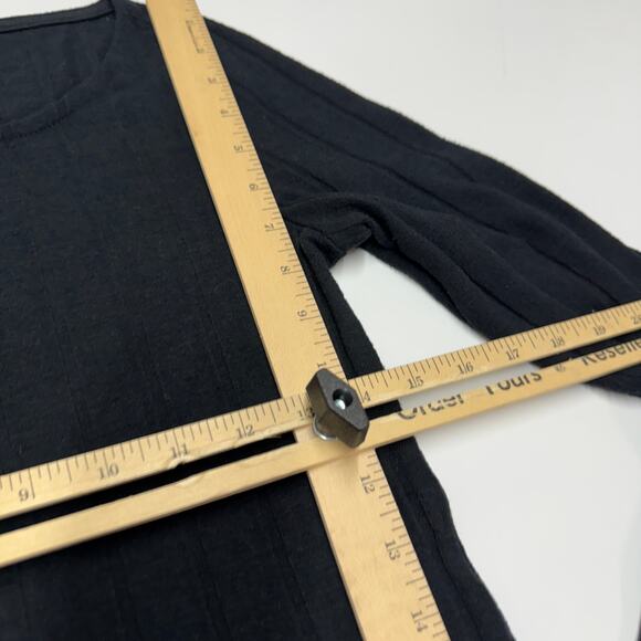 Anthropologie Shirt Womens X Small Black Ribbed Knit Side Slit Tunic Top - Picture 9 of 9